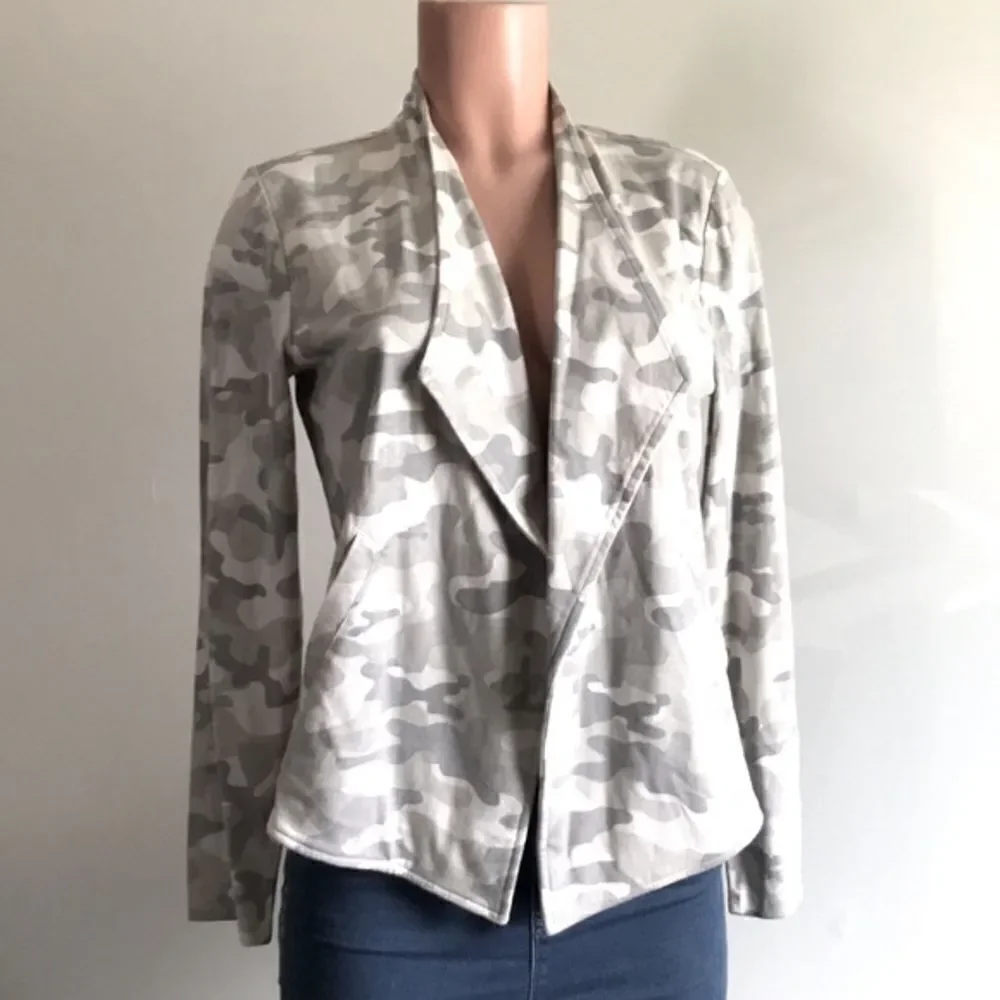 Susan Graver Weekend Printed Cotton Knit Drape Front Jacket